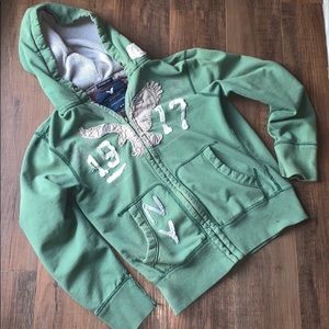 💜AE green lined hooded sweatshirt